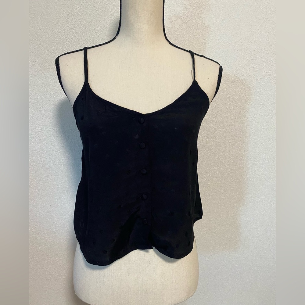 Forever 21 Polka Dot Sleeveless Black Crop Top